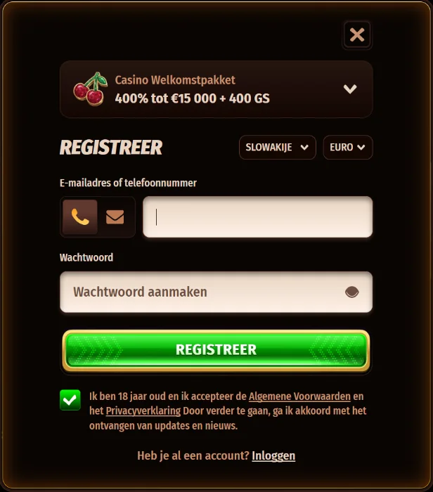 WestAce Casino Account aanmaken